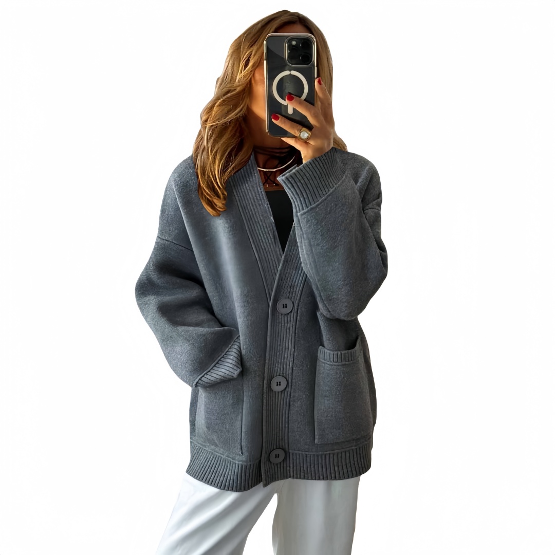 Womens Cozy Button-Up Cardigan V-Neck Knit Sweater Winter Casual Style Coat